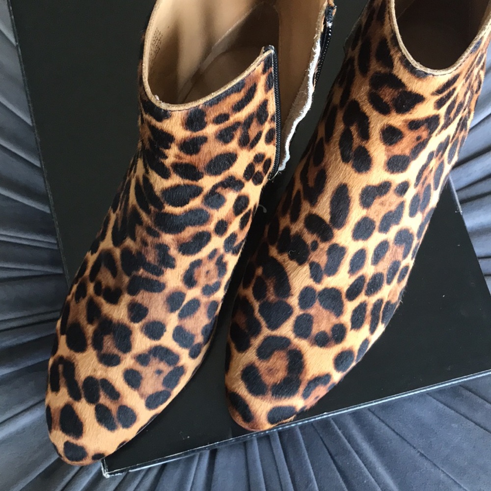 J Crew Calf skin hair  Leopard  ankle Booties- NWT size 7.5